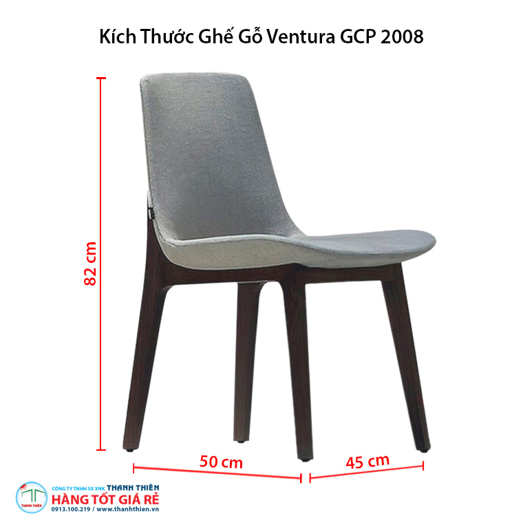 Kích thước ghế Ventura ghế gỗ cafe GCP 2008