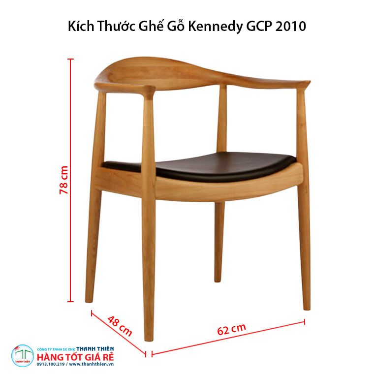 Kích thước ghế Kennedy ghế gỗ cafe GCP 2010