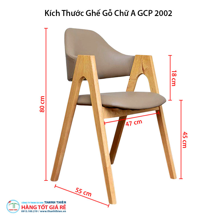 Kích thước ghế chữ A ghế gỗ cafe GCP 2002