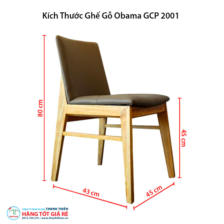 Kích thước ghế Obama ghế gỗ cafe GCP 2003