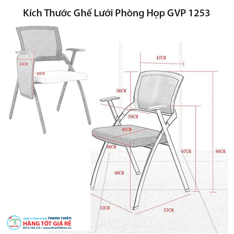 Kích thước ghế phòng họp GVP 1253