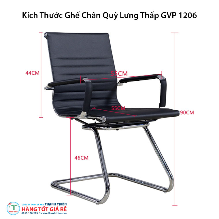 Kích thước của Ghế chân quỳ văn phòng lưng thấp GVP 1206