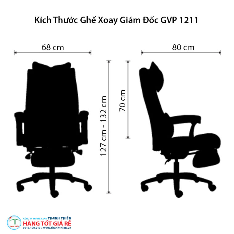 Kích thước của ghế xoay giám đốc GVP 1211