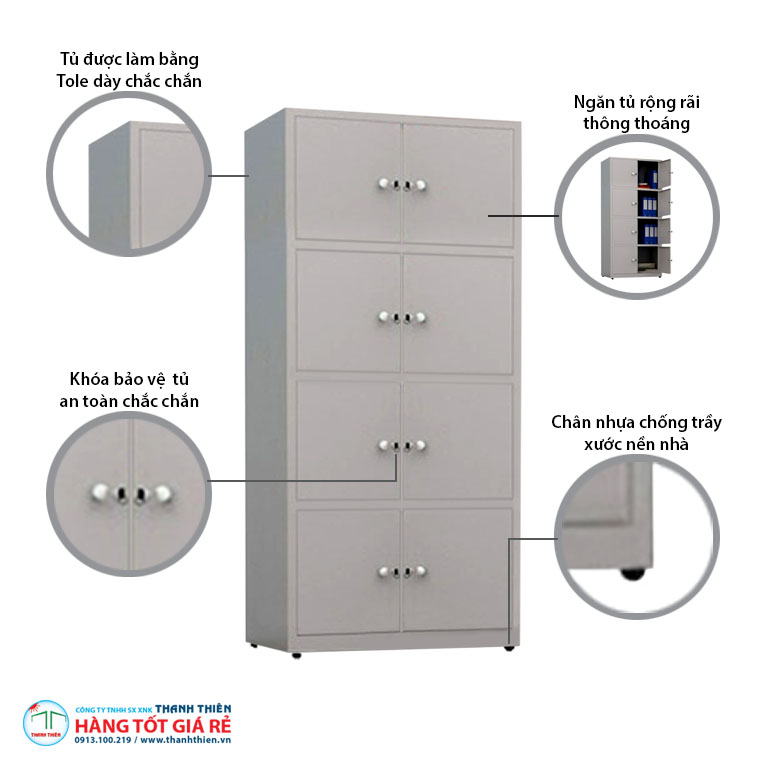 Đặc điểm tủ sắt tài liệu 8 ngăn 8 cánh mở TLK 16